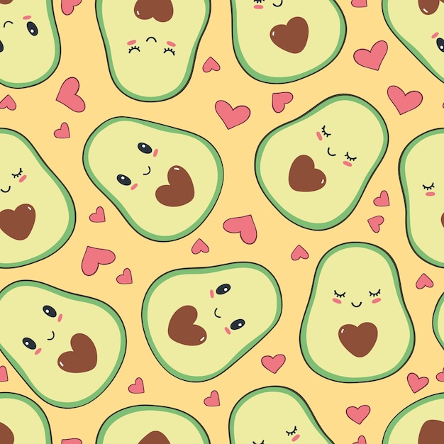 Naadloos patroon met leuke en grappige avocado Gekleurde platte vectorillustratie om af te drukken