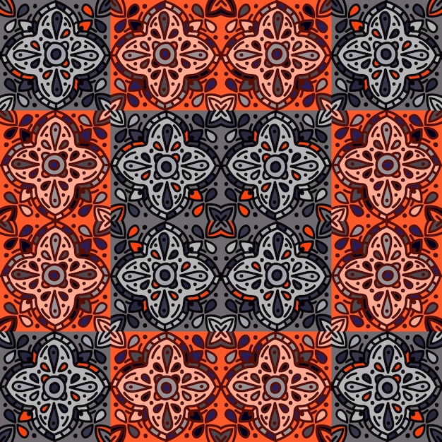 Naadloos patroon met mandala's mozaïek abstract geometrisch sierbehang vintage decoratieve tegel