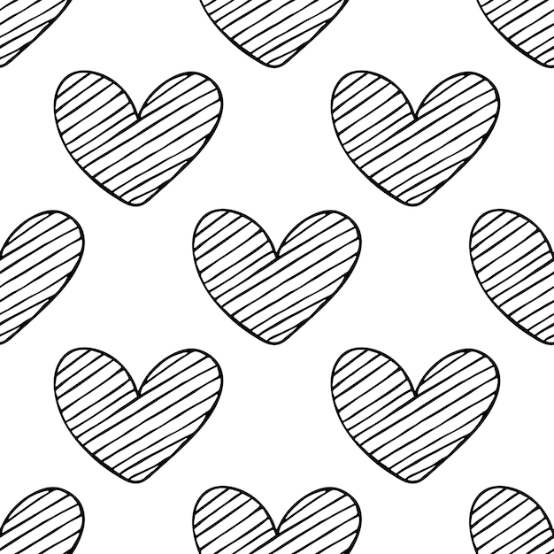 Naadloos patroon met met de hand getekend hartdoodle voor decoratieve druk verpakkingspapier groetekaartjes en stof