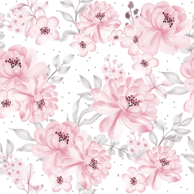 Naadloos patroon met mooie roze bloemen en bladeren