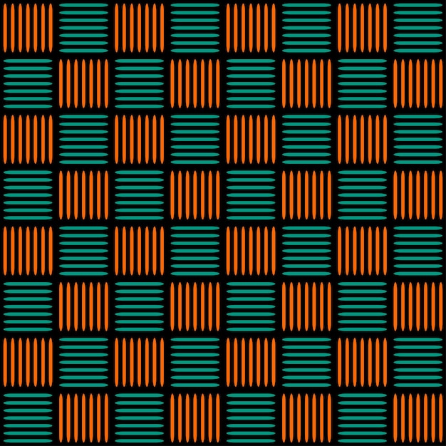 Naadloos patroon met oranje en groen tapijtontwerp en zwarte achtergrond