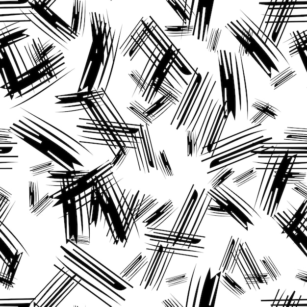 Naadloos patroon met penseelstreken in zwart potlood