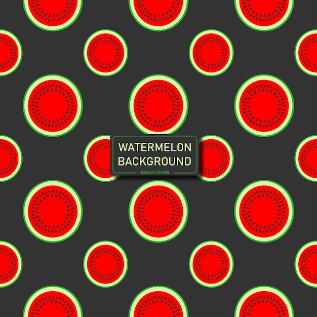 Naadloos patroon met plakje watermeloen op zwarte achtergrond kleurrijke vectorillustratie