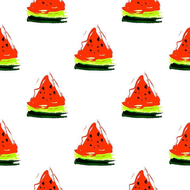 Naadloos patroon met plakjes watermeloen op een witte achtergrond