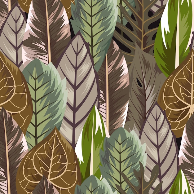 Naadloos patroon met prachtige exotische tropische bladeren