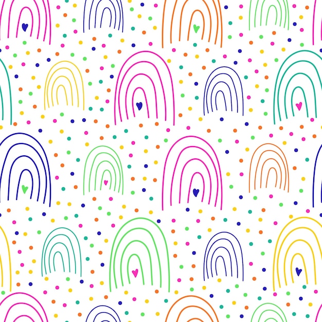 Naadloos patroon met regenboog op witte achtergrond vectorillustraties