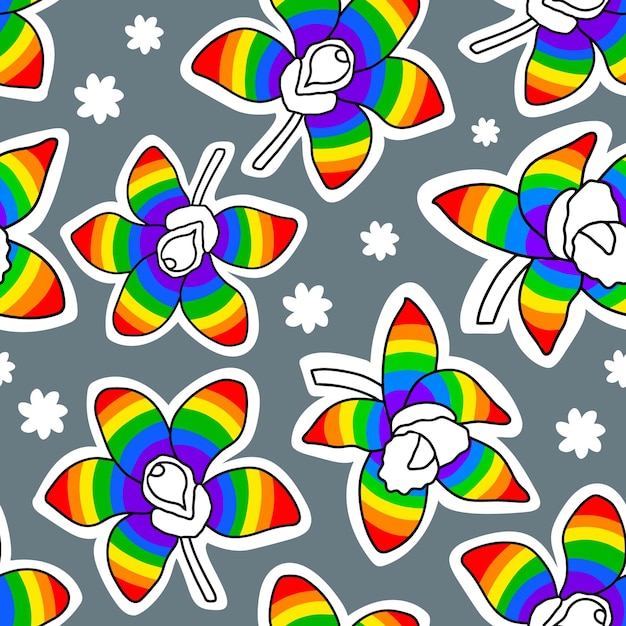 Naadloos patroon met regenboogbloemen Vector moderne platte illustratie