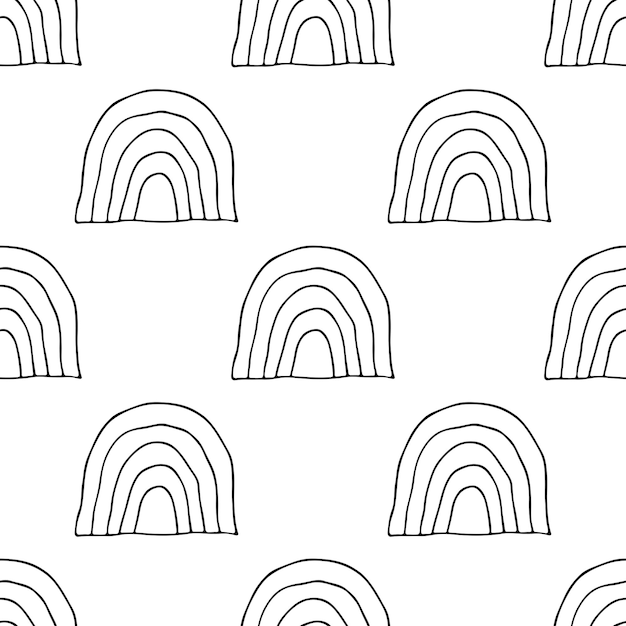 Vector naadloos patroon met regenboogdoodle voor decoratieve druk verpakking papier groetekaartjes behang en stof