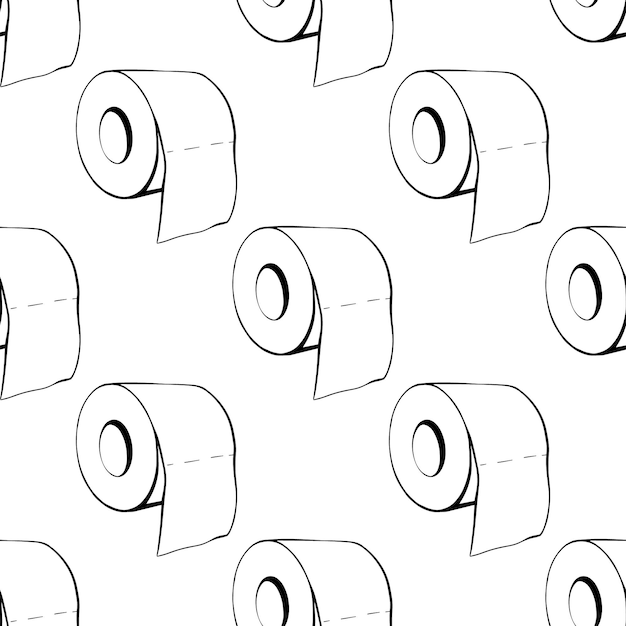 Naadloos patroon met rollen wc-papier op een witte achtergrond Vector illustratie