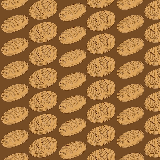 Naadloos patroon met rond, gevlochten en roggebrood. Bakkerijproduct
