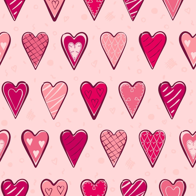 Naadloos patroon met roze harten voor Valentijnsdag vectorillustratie