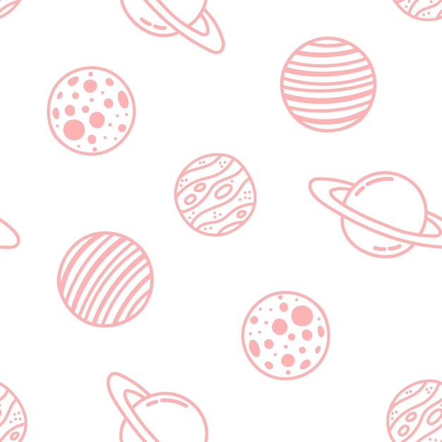Naadloos patroon met roze planeten
