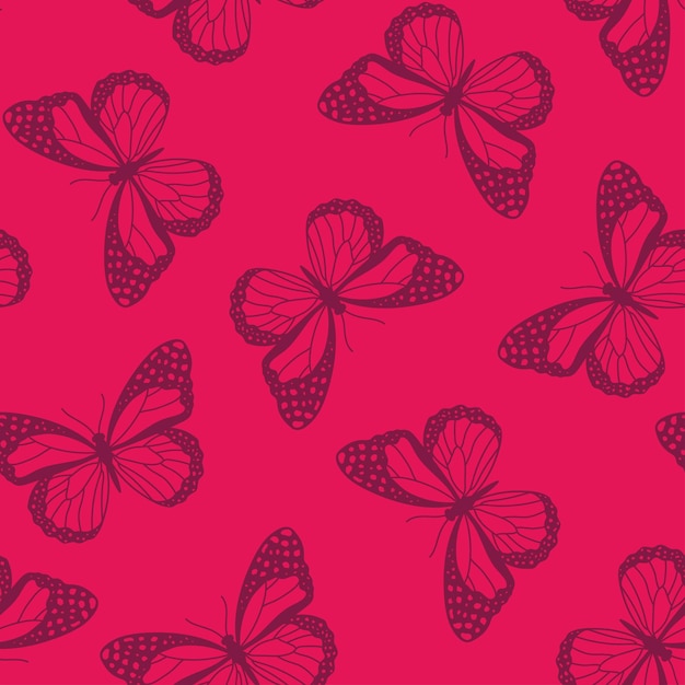 Naadloos patroon met roze vlinders en roze background