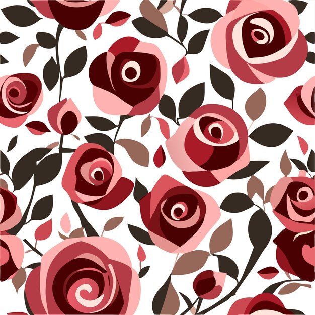 Vector naadloos patroon met rozen op een lichtroze achtergrond plat ontwerp