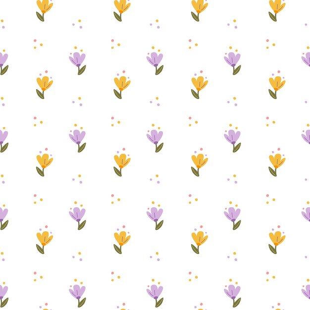 Naadloos patroon met schattige bloemen in pastelkleuren op een witte achtergrond