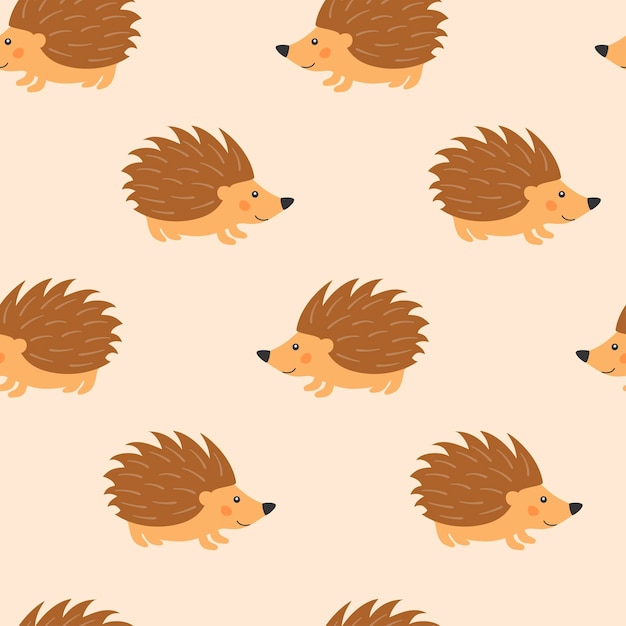 Naadloos patroon met schattige egel in cartoon stijl Dieren in het bos Vector illustratie
