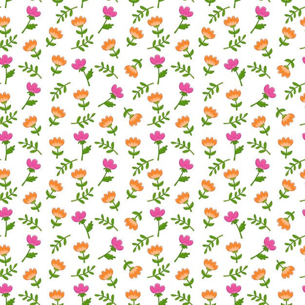 Naadloos patroon met schattige roze en oranje tulp bloemen op een witte achtergrond Vectorillustratie