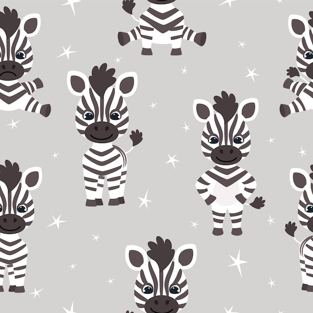 Naadloos patroon met schattige zebra Patroon voor kinderproducten Vectorillustratie geïsoleerd op witte achtergrond