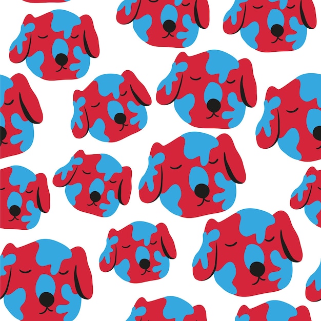 naadloos patroon met snuiten van honden in vlakke stijl patroon met het hoofd van een gestileerde hond