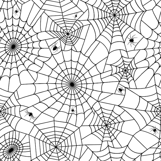 Naadloos patroon met spinnenweb. Halloween-decoratie met spinnenweb. Spinnenweb platte vector