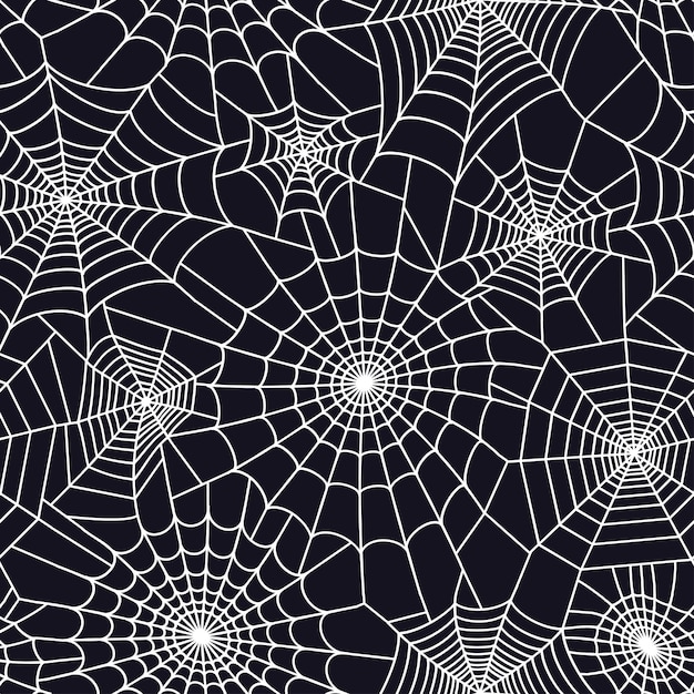 Naadloos patroon met spinnenweb. halloween-decoratie met spinnenweb. spinnenweb platte vector