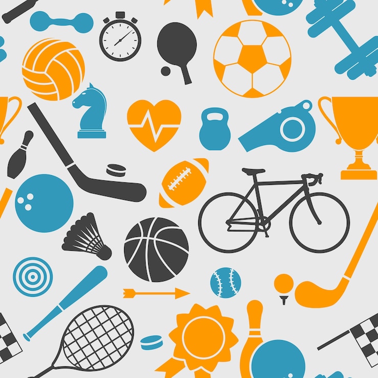 Vector naadloos patroon met sportpictogrammen