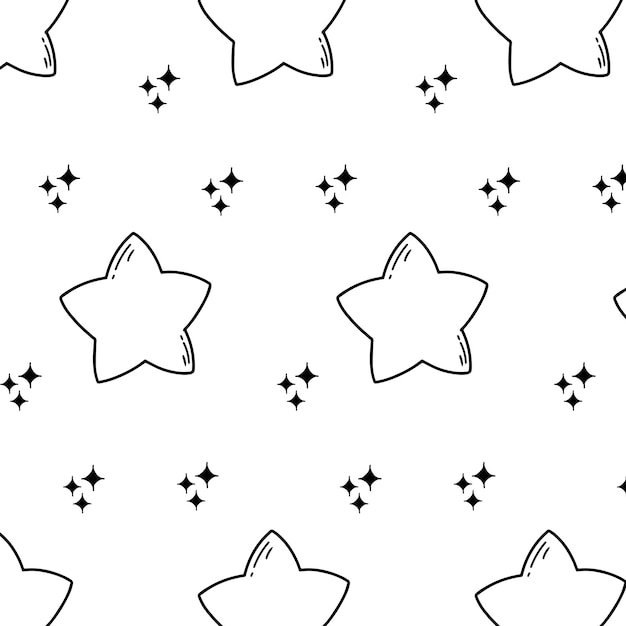 Naadloos patroon met sterren Doodle-stijl Kinderachtige print met sterren Vectorillustratie