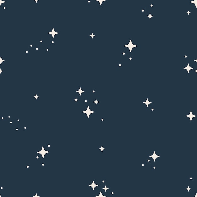 Naadloos patroon met sterren. Ruimte kosmos nacht hemel getextureerde vector achtergrond. Vector illustratie,