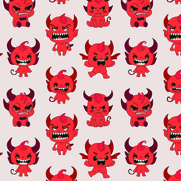 Naadloos patroon met Stickers emoji emoticon emotie gelukkige karakters zoete helse entiteit schattig