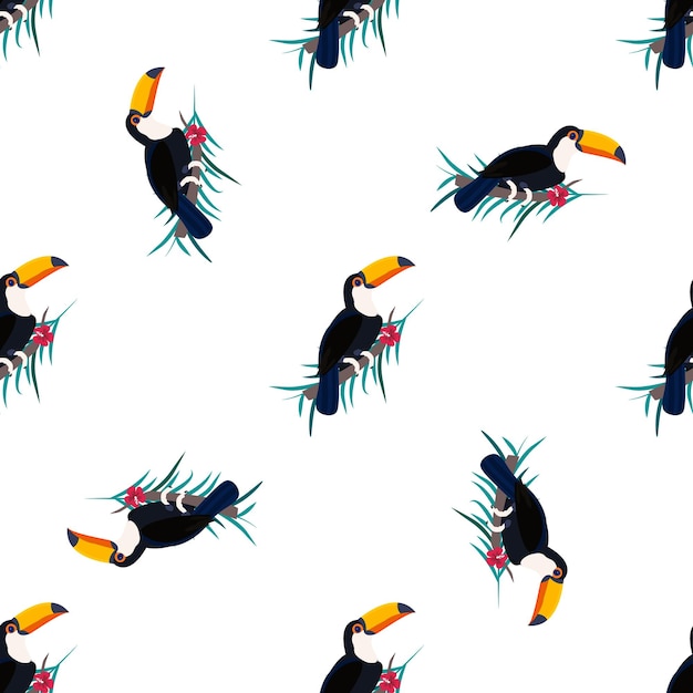 Naadloos patroon met tropische toekanvogels abstract ontwerp voor textiel inpakpapier decoraties vectorillustratie