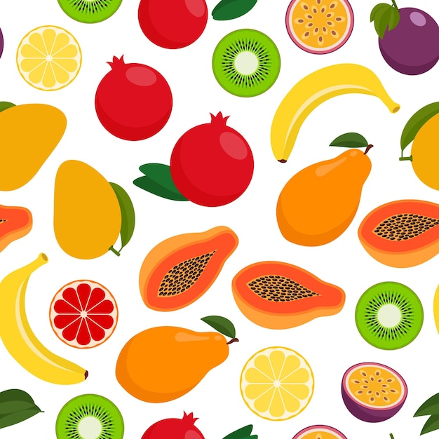 Naadloos patroon met tropische vruchten vectorillustratie