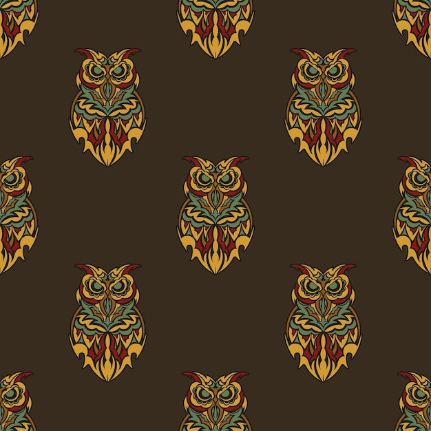 Naadloos patroon met uilen in de kleuren van de barokstijl Goed voor achtergronden, kleding en textiel
