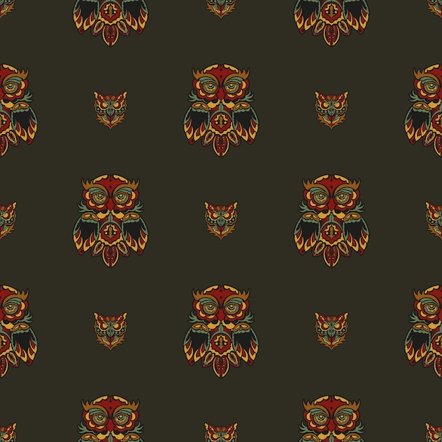 Naadloos patroon met uilen in de kleuren van de barokstijl Goed voor achtergronden, prints en textiel