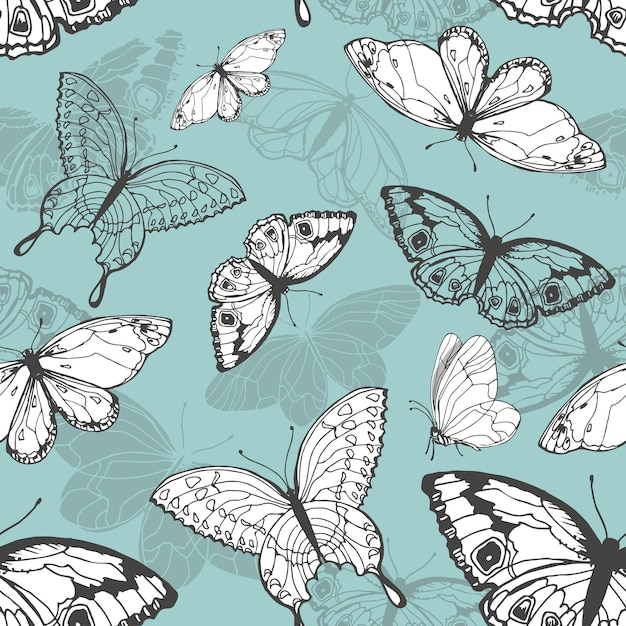 Naadloos patroon met vlinders. vector illustratie
