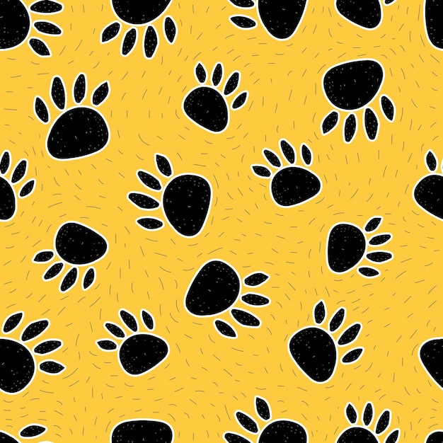 Naadloos patroon met voetafdrukken van cartoonbeer