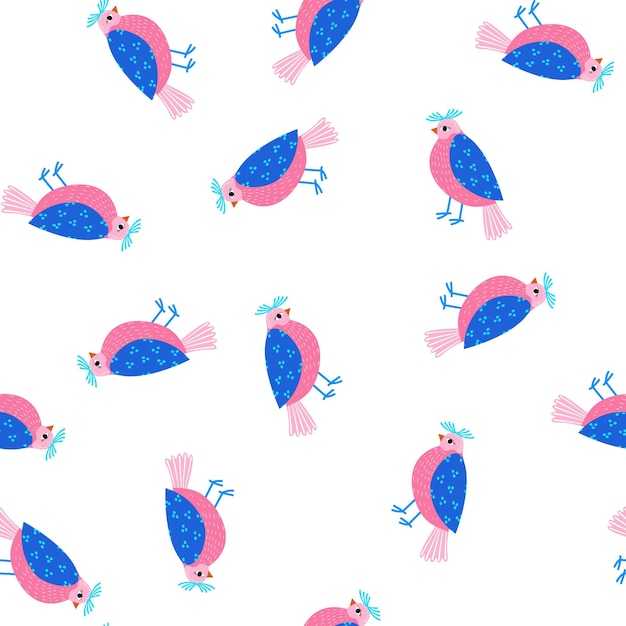 Naadloos patroon met vogels Decoratieve bloemen Patroon met gestileerde vogels Vector Platte stijl