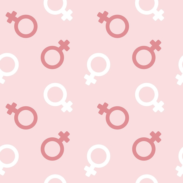 Naadloos patroon met vrouwelijke symbolen op een roze achtergrond Pastelkleuren Achtergrond print textiel