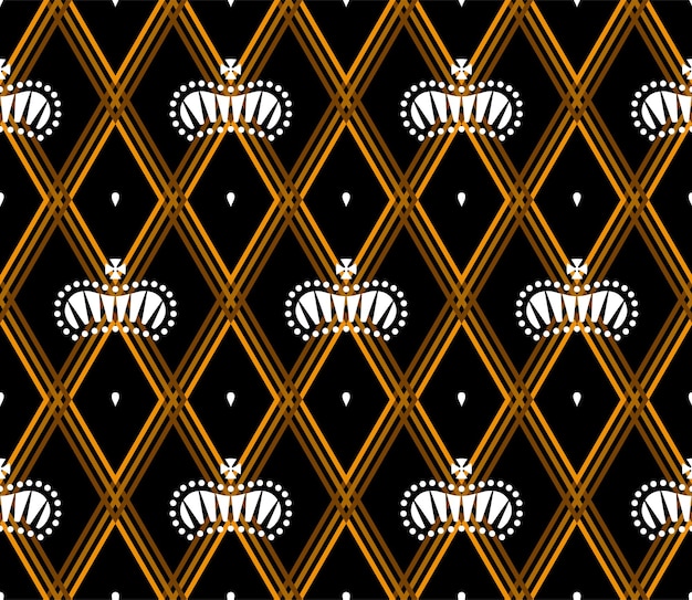 Naadloos patroon met witte koningskronen op een donkere zwarte achtergrond