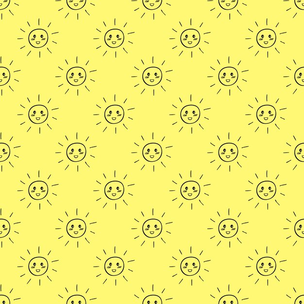 Vector naadloos patroon met zonne-doodle voor decoratieve druk verpakking papier groetekaartjes behang en stof