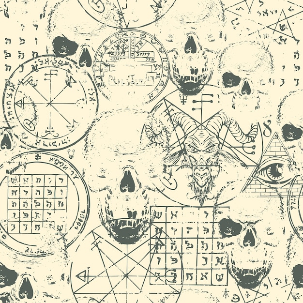 naadloos patroon op occult thema