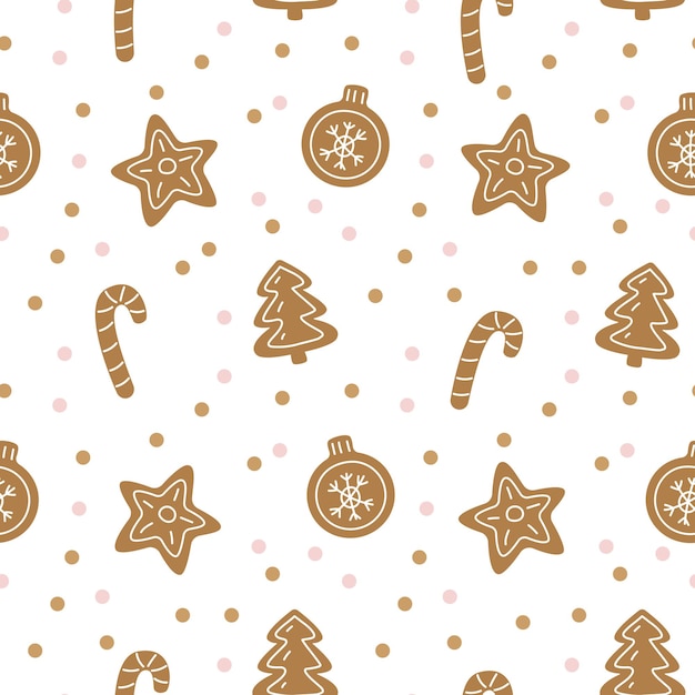 Naadloos patroon schattig kerstdecor met peperkoekpatroon Vrolijk bedrukt textiel voor kinderen