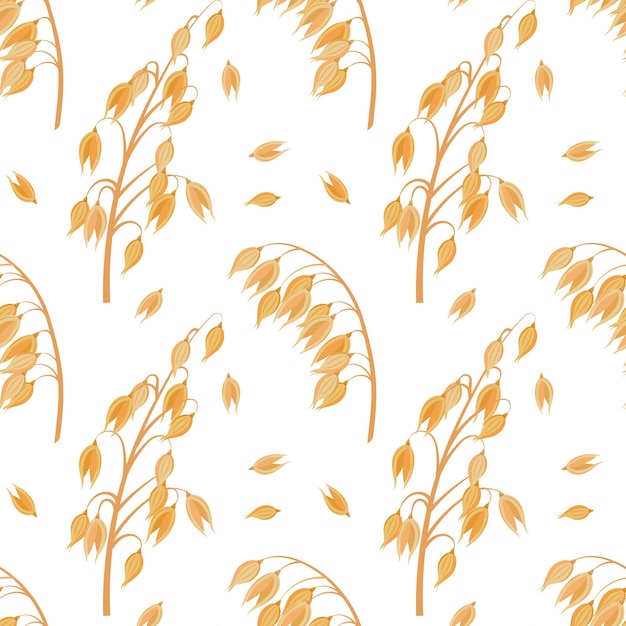Naadloos patroon van aartjes en haverzaden Haverkorrels op een witte achtergrond Landbouw pagina
