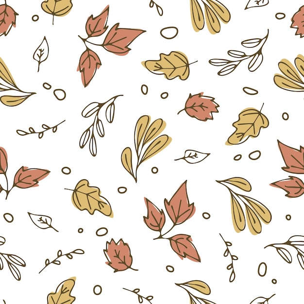 naadloos patroon van bladeren in doodle stijl