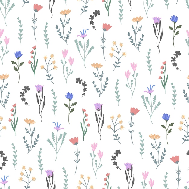 Vector naadloos patroon van bloemen geschilderd in boho-stijl vectorillustratie