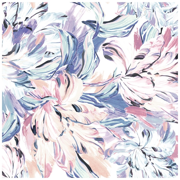 Naadloos patroon van bloemen pioen roos magnolia en bladeren geschilderd in waterverf