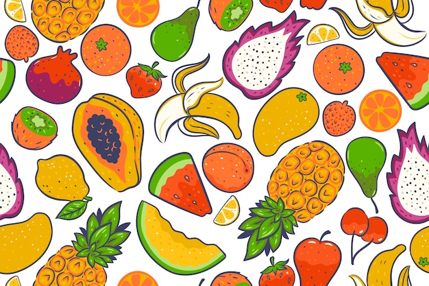 Naadloos patroon van fruit op een witte achtergrond Vector graphics