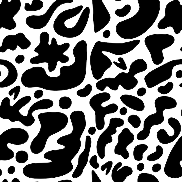 Naadloos patroon van handgetekende abstracte zwarte vlekken