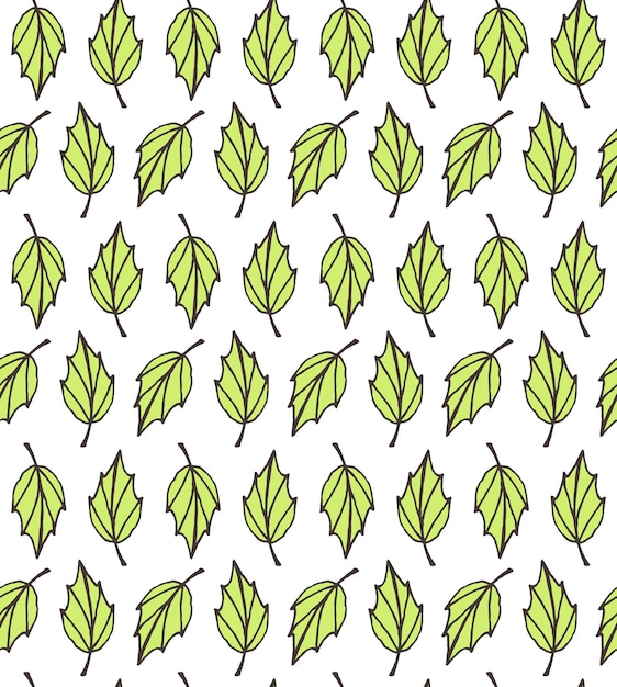 Naadloos patroon van handgetekende groene bladeren