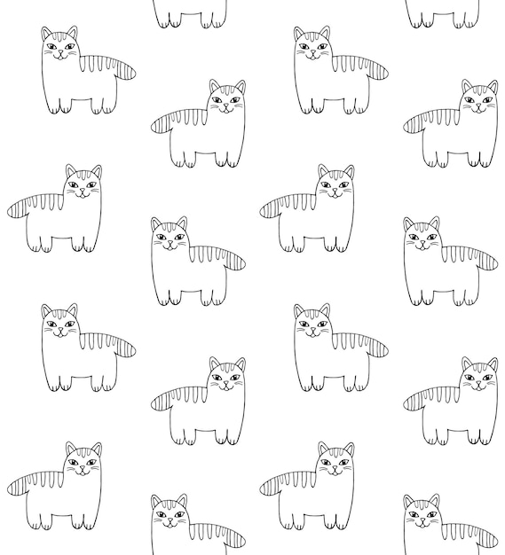 Naadloos patroon van handgetekende katten