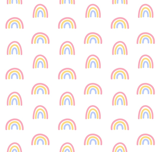 Naadloos patroon van handgetekende regenboog